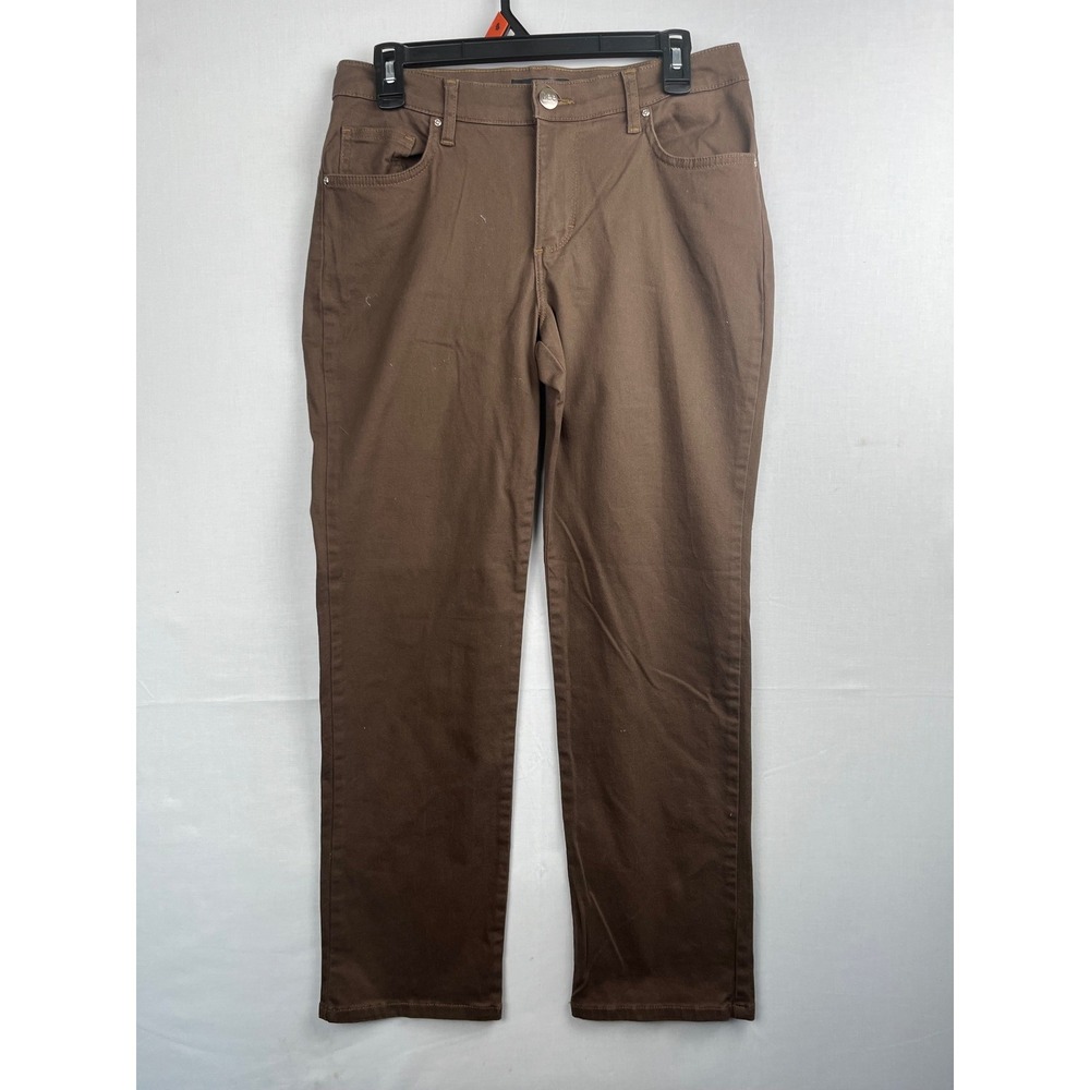 Lee Relaxed Fit Straight Leg Mid Rise Pants Size‎ 8 Short Brown Cotton Blend